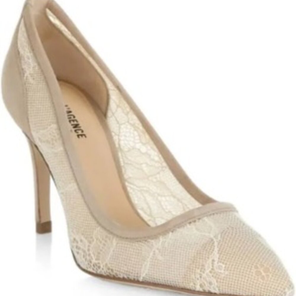NEW IN BOX L'AGENCE Beige Simon Lace Suede Heel Pumps EU 39/ US 8.5